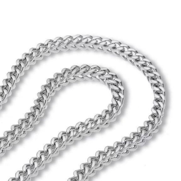 6mm Stainless Steel Silver Chain 18k Gold Plated Chain 18 20 22 24 Inch Franco Link Chain HipHop Necklace(Silver,18)