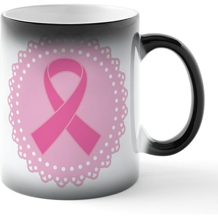 

Breast Cancer Scallopped Ceramic Magic Mug Coffee Tea Cup 11 oz