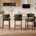 thumbnail image 3 of Daluvenix Counter Height Bar Stools Set of 3, Mid-Century Bar Chairs with Solid Wood Frame and Backrest, Modern Boucle Fabric BarStool for Kitchen Island, Wooden Dining Room Chair, 3 of 9