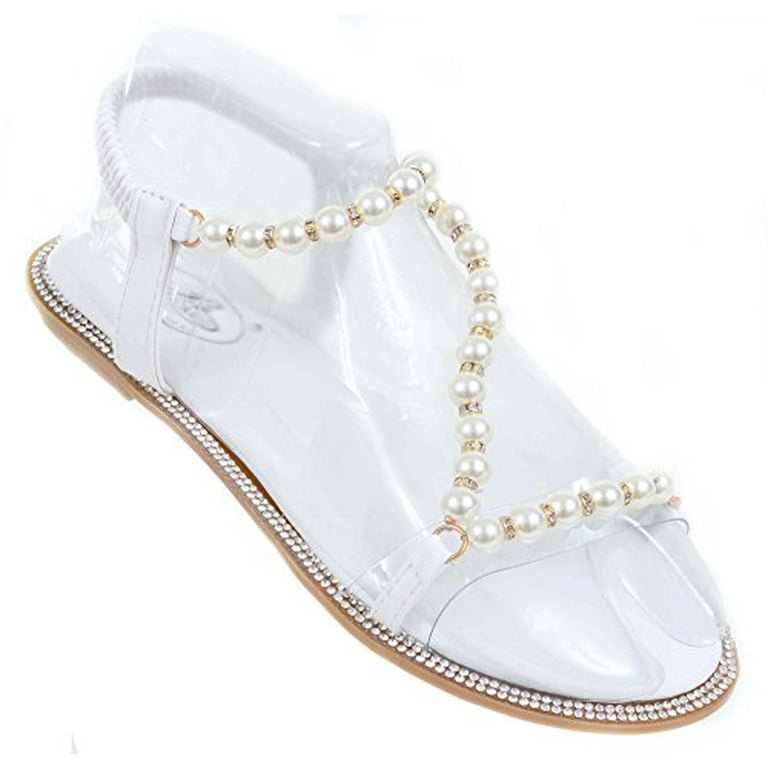 Pearls Jewels Wedding Formal Bridesmaid Flat Sandal Walmart