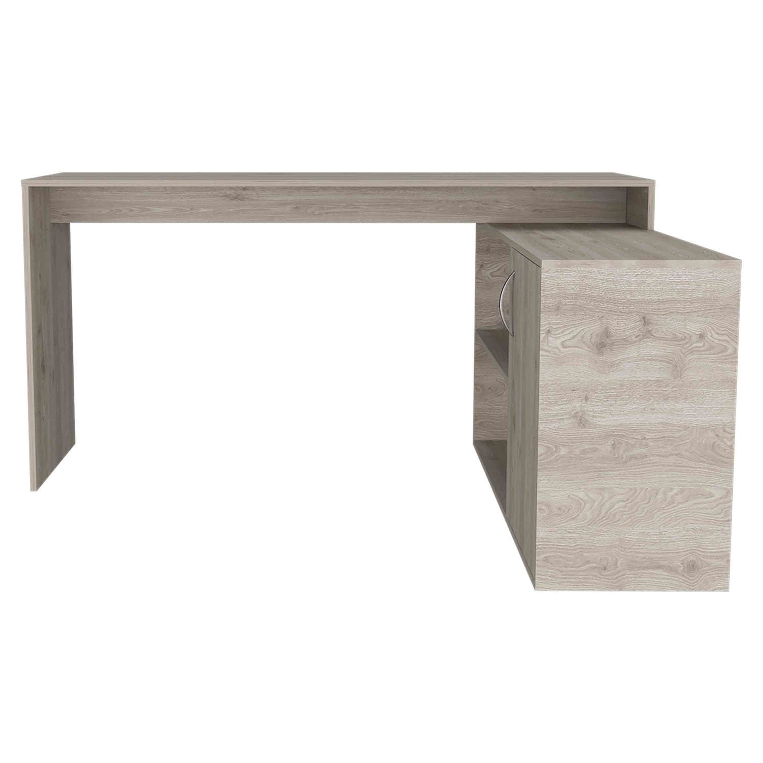 Asteroutdoor Axis Modern L-Shaped Computer Desk with Storage, Light Gray