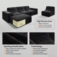 thumbnail image 7 of 144" Oversized Modular Sectional Sofa, Deep Seat Chenille Cloud Couch with Chaise, L-Shaped Sparkling 5 Seat Sofa Couch for Living Room, Black, 7 of 7