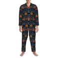 thumbnail image 3 of Fotbe Mexican Flower Pattern Long Sleeve Pajama Set for Men,Sleepwear Set,2-piece Loungewear Set,Soft PJs Comfy Nightwear with Pockets-Small, 3 of 7