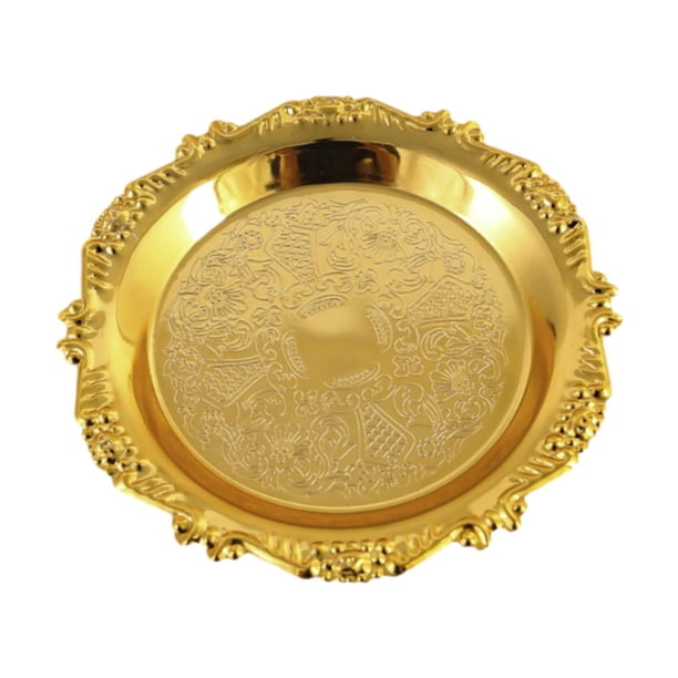 Bandeja estilo relieve para aperitivos, portátil, multiusos, elegante, ligera y decorativa. Oro