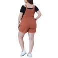 thumbnail image 2 of Agnes Orinda Plus Size Overall Shorts for Women Jumpsuit Roll Hem Pocket Jean Denim Overalls 4X Caramel, 2 of 4