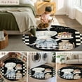 thumbnail image 6 of Chef Gnomes 5ft Round Rug, Rustic Black White Paid Dessert Cake Cook Non-Skid Rubber Backing Large Area Rugs - Living Room Bedroom Home Office, Indoor Floor Mat Carpets Washable Rug, 6 of 9