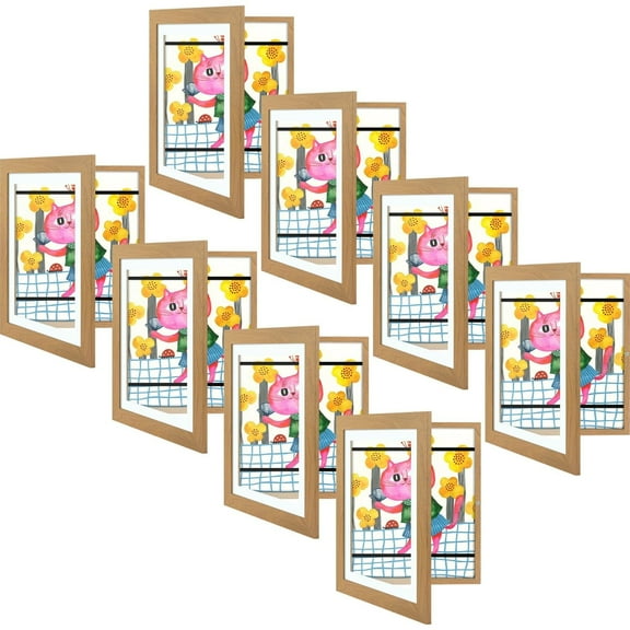 Golden State Art 10x12.5 Kids Art Front-Opening Picture Frames, Brown, Set of 8
