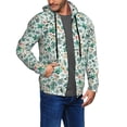 thumbnail image 2 of Kdxio Floral In Teal Print Men Hoodies Casual Hoodies for Men with Zip Pockets Full Zip Long Sleeve Sweatshirt Sports Hooded Jacket-3X-Large, 2 of 5