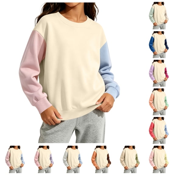 FAIOROI Boys Girls Fleece Color Block Sweatshirt Long Sleeve Pullover for Fall Winter 3-4T