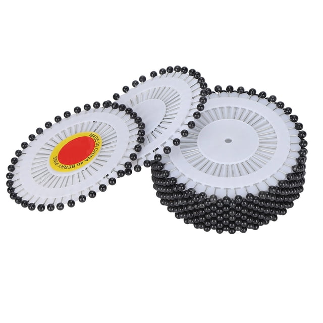 480 Piezas Alfileres con Cabeza De Perla Agujas De Acolchar Rectas De Metal para Coser Confección Y Bordado(Negro)