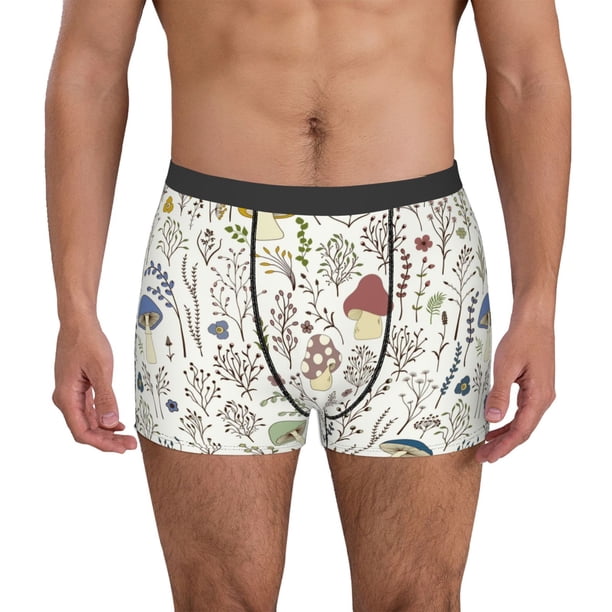 Balery Colorful Mushrooms and Plants Calzoncillos bóxer para hombre, ropa interior de algodón suave y transpirable con cinturilla de nailon-X-Large
