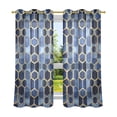 thumbnail image 6 of Yayeee Window Curtains Light Filtering 63"x52" Grommet Panel Pair Home Living Room Decor, Blue Hexagon Pattern, 6 of 7