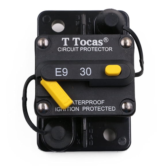 T Tocas 30 Amp Surface-Mount Circuit Breakers with Manual Reset for Auto Boat Marine, 12V- 48V DC, Waterproof