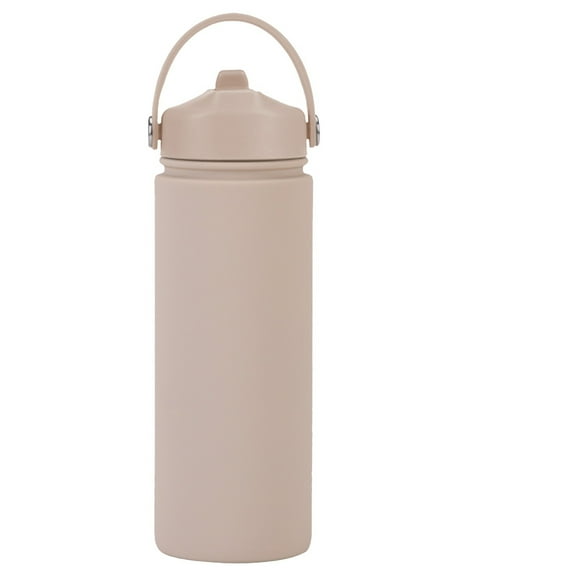 NICEME ThermoFlask Vacuum Bottle with Handle | Wide Mouth with Leakproof Cup Lid | Keep Drinks Hot or Cold for Travel | Insulated Stainless Steel Thermos | BPA-Free |(1 Pack,Beige)