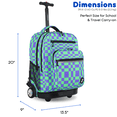 thumbnail image 3 of J World Unisex Sundance 20" Rolling Backpack With Laptop Sleeve For School And Travel, Pixel Checkers, 3 of 7