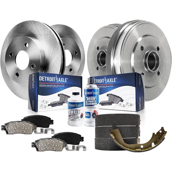 Detroit Axle - 10pc Brake Kit for 2012-2019 Nissan Versa Note 2015-2017 Micra, Front Brake Rotors Ceramic Brakes Pads, Rear Brakes Drums and Brakes Shoes Replacement : 10.24" inch Rotor