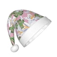 thumbnail image 2 of Honeii Lilies Flowers Print Hat Santa Claus Hat For Xmas Party, Christmas Caps For Boys Girls Child,Christmas Beanie, 2 of 6