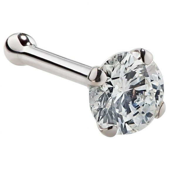 Nose Bone Prong Setting 20G-0.8mm (C) (Diamond 2mm- 0.119'') Wearable Space 6.5mm - 0.25'' 2 Piece (Round) (B/6/4)