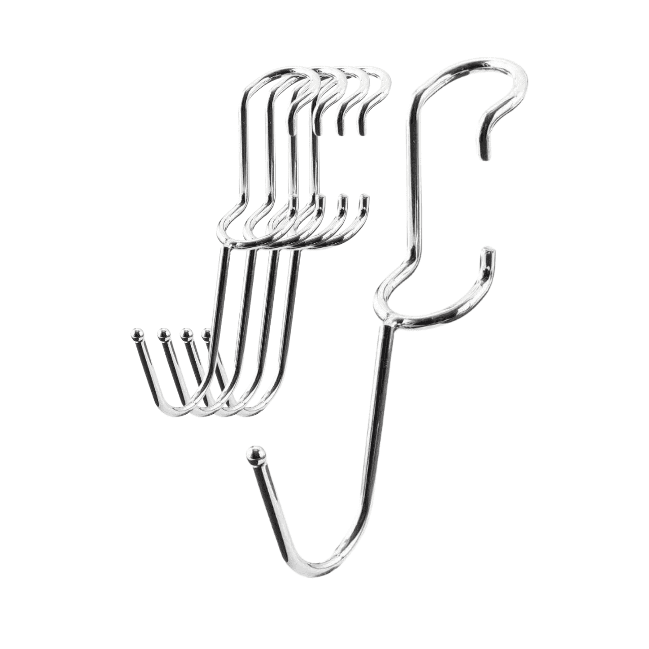 J-Hook Shelf Pole Hooks for Wire Shelving – 5 Pack – Chrome Metal Utility Hooks for Garage, Kitchen, Closet Organization - Fits 1" Pole
