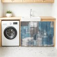 thumbnail image 3 of Blue Grey Cabinet Curtains 28"W x 35"L, Dustproof Sink Skirt Curtain for Kitchen Bathroom, Modern Oil Painting Art Abstract Adhesive Desk Skirt Short Curtains for Laundry Room Closet Shoe Rack, 3 of 8