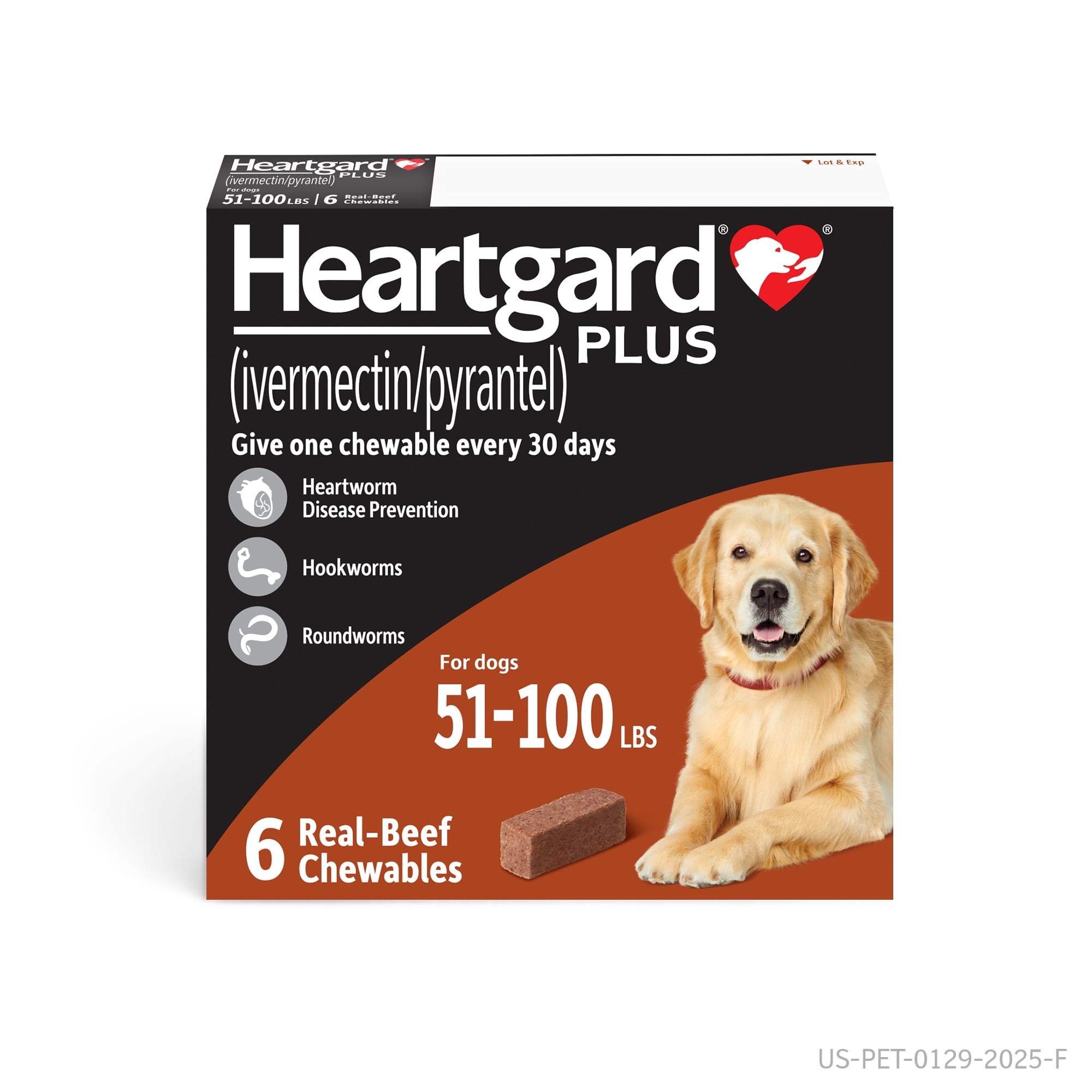 Heartgard Plus Chew for Dogs, 51-100 lbs, (Brown Box)