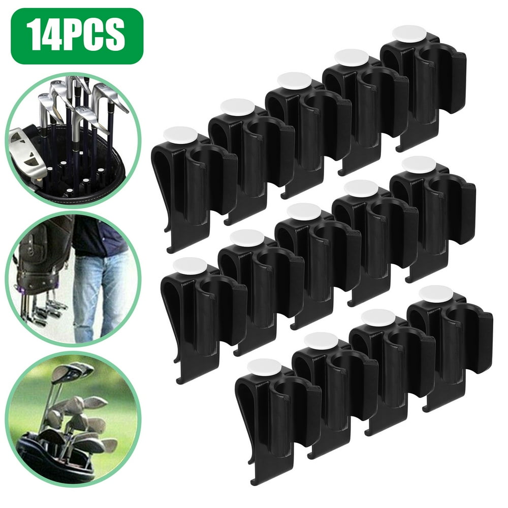 TSV 14Pcs Sport Golf Club Bag Clips On Putter Clamp Holder, Durable Plastic Black Putting Clip