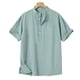 thumbnail image 2 of Ceisia Men's Shirt | Loose Stand Collar Short Sleeve Cotton-Linen Shirt | Breathable Textured Wrinkle (Multiple Solid Colors) Gift, 2 of 6