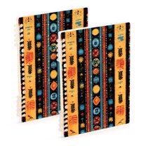 FORMRS 1-Subject Spiral Notebook 8" x 5" College Ruled 60 Refillable Sheet, 2 Pack, Orange Geometric