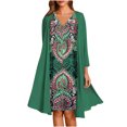 thumbnail image 3 of JURANMO Women's Formal Dresses Trendy Flowy Summer Two Piece Mini Dress with Cardigan Vintage Print Wedding Guest Outfits Green XL Todays Daily Sales, 3 of 7