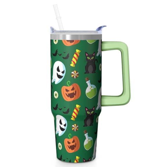 30 oz Halloween Pumpkin Spider Tumbler Insulated Stainless Tumbler, Cute Bat Ghost Coffee Cup Water Bottle, Holiday Gift for Girls
