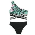 thumbnail image 4 of YONGHS Kids Girls 2PCS Bikini Sets Swimsuit One Shoulder Floral Crop Top with Bottoms Swimwear Green Lily 14, 4 of 7