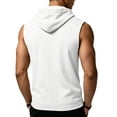 thumbnail image 4 of Men's Sleeveless Hoodie Casual Vintage Washed Muscle Tank Top Workout Gym Loose Fit Drawstring Hooded Shirt Summer Tops,XXL,White, 4 of 7