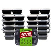 Freshware Meal Prep Containers 3 Compartments with Lids, Set of 21