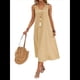 thumbnail image 1 of Vestidos para Mujer Verano Sin Mangas Cuello en V Algodón Playa Casual Vestido Caqui M, 1 of 7