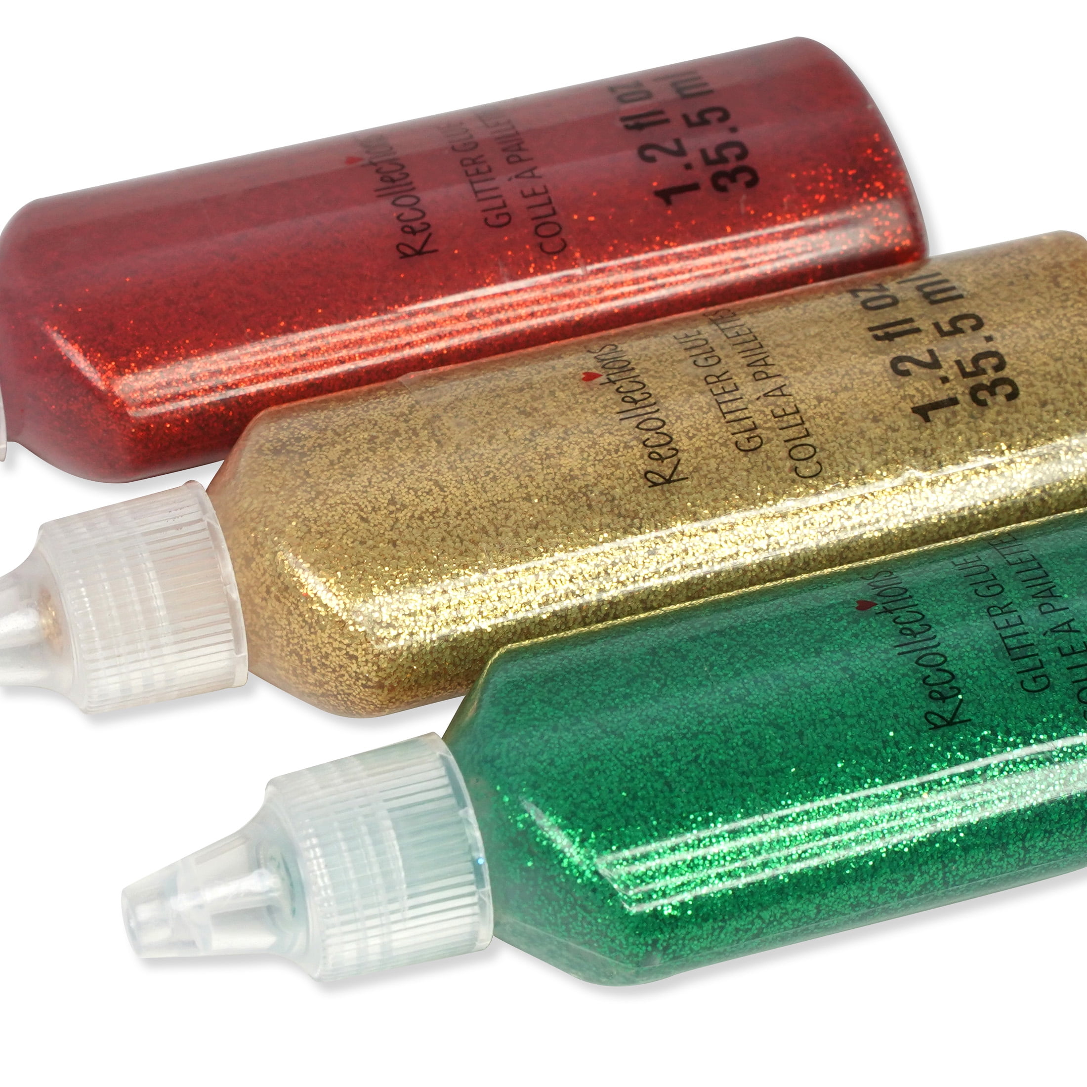 Holiday Glitter Glue by Recollections – Assorted Color Acid-Free Glitter Glue with Fine Tip for Crafts & Paper Projects - 1.2 fl. oz. Bottles - 12 Pack