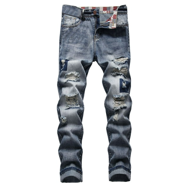 Ketyyh-chn99 Jeans Coupe Ajustée pour Hommes 2024 Pantalon Coupe Régulière Ample Shorts Pantalon Décontracté Coupe Ajustée Rétro Aguichant Style Rue Jeans et Pantalon Bleu,34