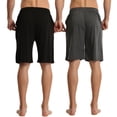 thumbnail image 2 of LANBAOSI Men's 2 Pack Pajama Shorts Jersey Knit Lightweight Sleep Lounge with Pockets, 2 of 9