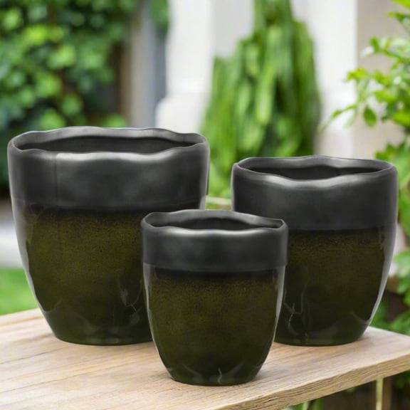 Harvella Irregular Rim Ceramic Planter Set (Set of 3)