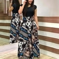 thumbnail image 2 of Wycnly Formal Dresses for Women Evening Party Vintage Empire Waist A Line Swing Maxi Dresses Crewneck Short Sleeve Ethnic Style Print 2024 Summer Long Dress Gray l, 2 of 5