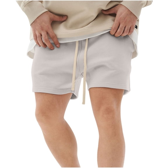 WREESH Men's Gym Shorts Athletic Shorty Bodybuilding Training Casual Solid Color Elastic Drawstring Sports Shorts with Pockets Gray