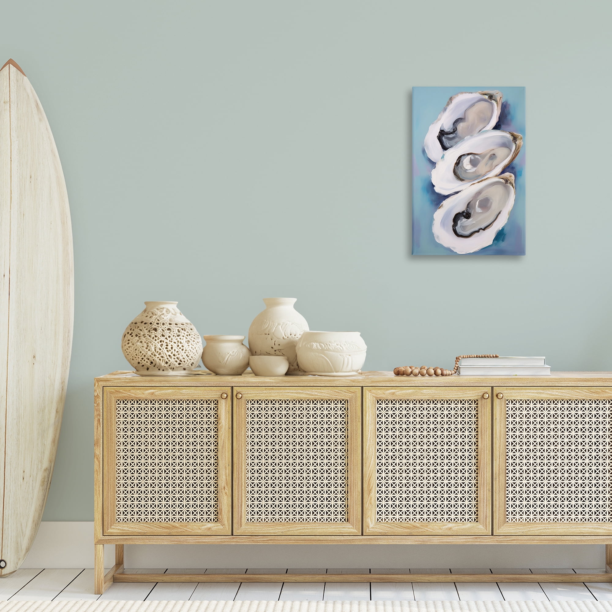 Stupell Industries Three Oyster Shells Animals & Insects Painting Gallery Wrapped Canvas Art Print Wall Art, 20 x 30
