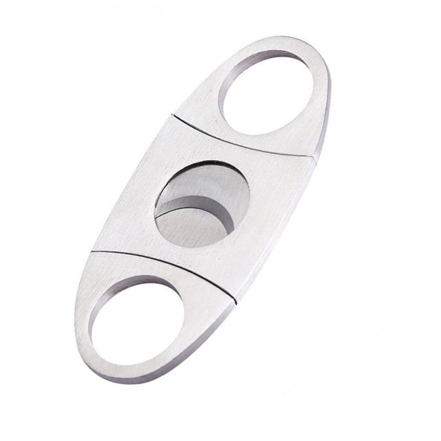 Tijeras para puros de acero inoxidable de doble hoja, todas de acero inoxidable, tijeras para puros afiladas, caja de regalo, herramientas para fumar, adecuado