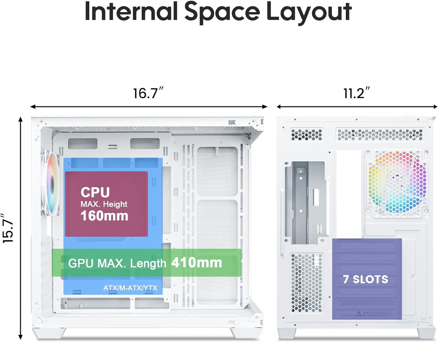 Vetroo AL900 ATX Computer PC Case 270° Full View Tempered Glass, Pre-Installed ARGB & PWM FDB Fan in Rear, Support up to 360mm Radiator and 10 Fans, Type-C Ready, Support for 40 Series GPUs - White
