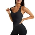 thumbnail image 6 of qolati Ribbed Workout Tank Tops for Women with Built in Bra Tight Racerback Scoop Neck Athletic Crop Top Stretchy Seamless Sleeveless Yoga Vest T-Shirts, 6 of 6