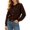 Coffee, variant on Tqcoqu Womens Cropped Hollow Out Knit Jacket, Round Neck Button Front Long Sleeve Solid Color Cardigan For 2026 Spring Fall