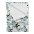 thumbnail image 2 of Owls Soft Flannel Fleece Throw Blanket, Wintertime Pattern with Characters and Snow Flowers Stars Doodle Style Xmas Theme, Cozy Plush for Indoor and Outdoor Use, 60" x 80", Multicolor, by Ambesonne, 2 of 5