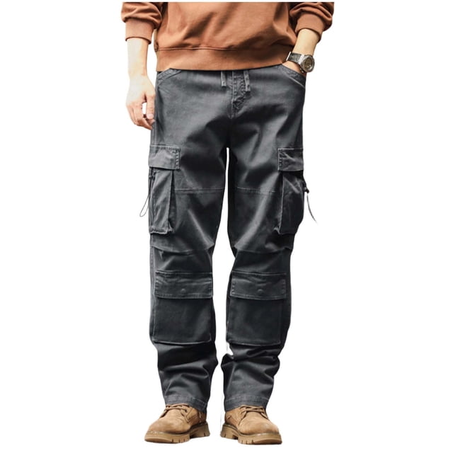 Pantalon Cargo pour Hommes, Pantalon de Travail Tactique d'Extérieur à Jambe Droite avec Multiples Poches, Taille Élastique, Polyester Durable pour la Randonnée, les Tenues Décontractées et les Sports