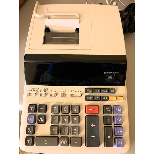 Calculadora de impresión Sharp EL-1197PIII con reloj y calendario