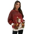 thumbnail image 7 of SCRAWLGOD Christmas Snowman Bell Cane Holly Print Red Womens Sweatshirts Polyester Crewneck Tops Long Sleeve Loose Fit Lightweight Fall Winter Drop Shoulder Casual Pullover with Pockets, S, 7 of 7