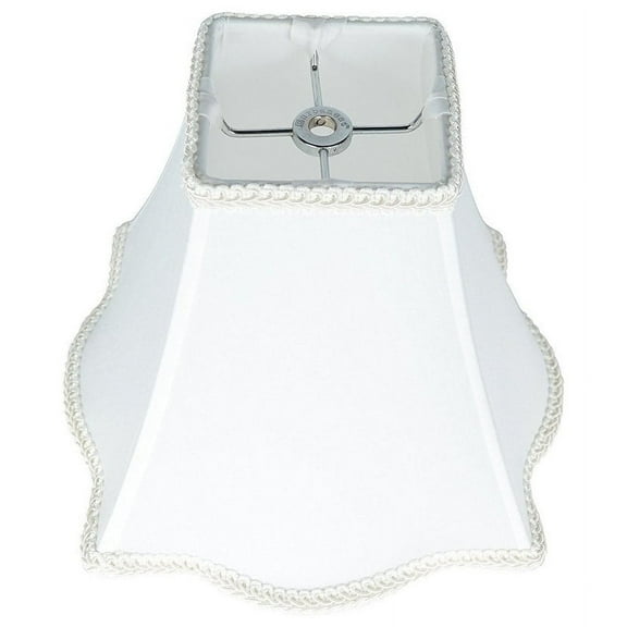 Scalloped Box Lamp Shade, 4" Top, 10" Bottom, 8" Slant Off White